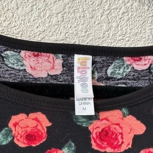 Lularoe long sleeve shirt roses and stripes Medium